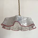 White clichy skirt suspension with raspberry spun glass edge