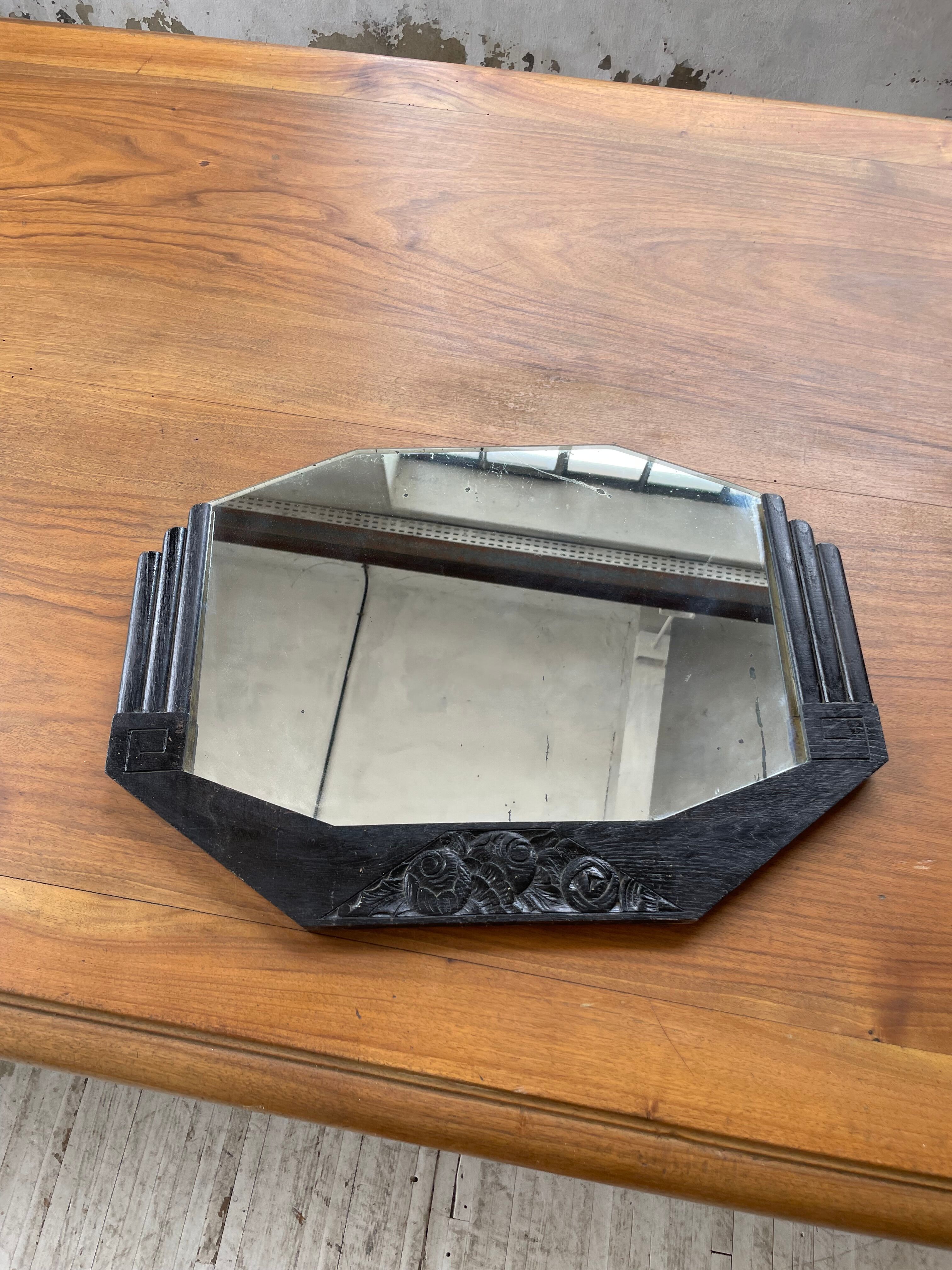Black art deco mirror 65x46cm