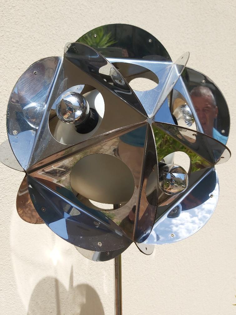 Vintage Sputnik chrome metal lamp 70s