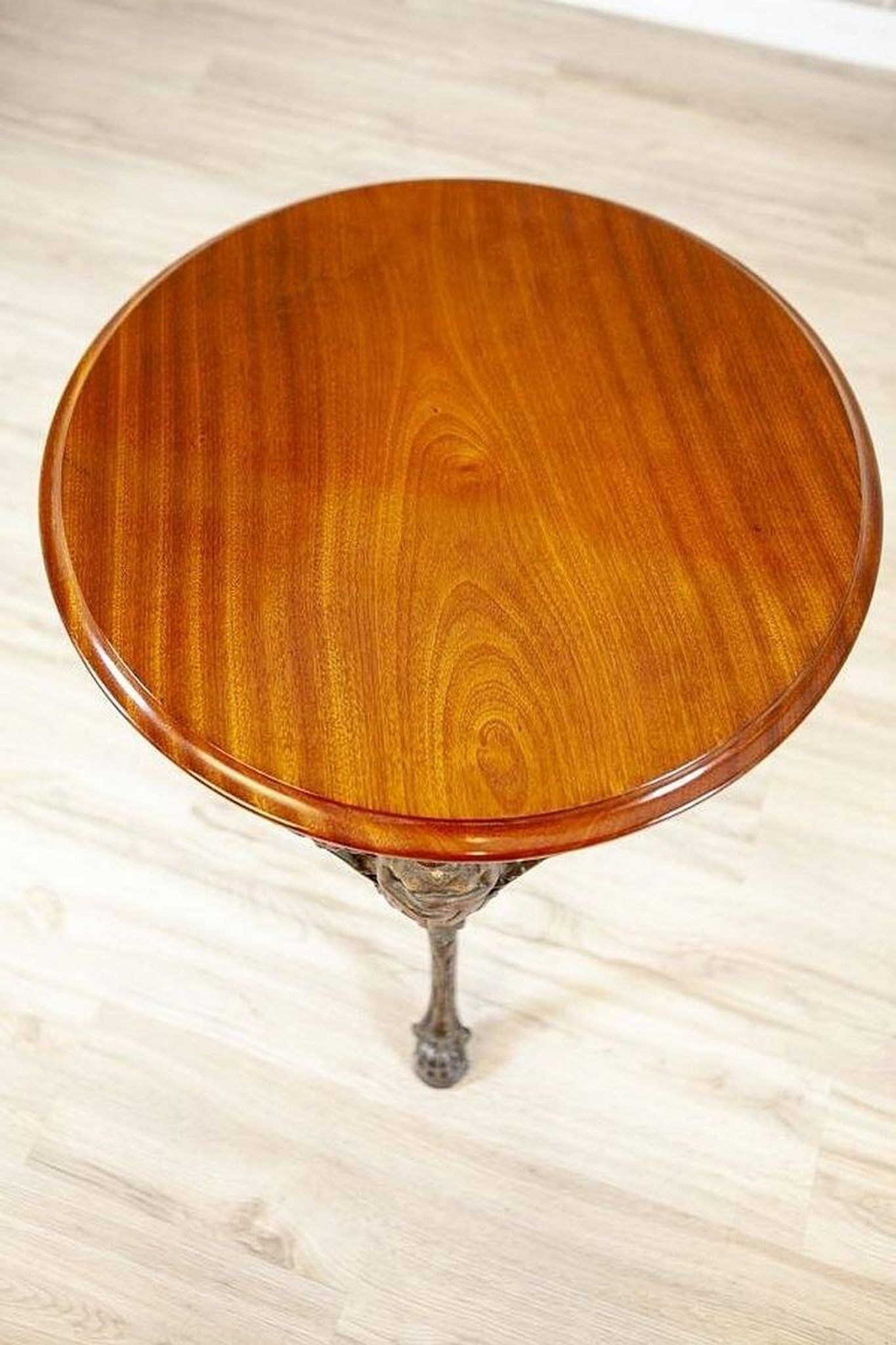 Vintage Oval Coffee Table on Cast Iron Base, 1950s