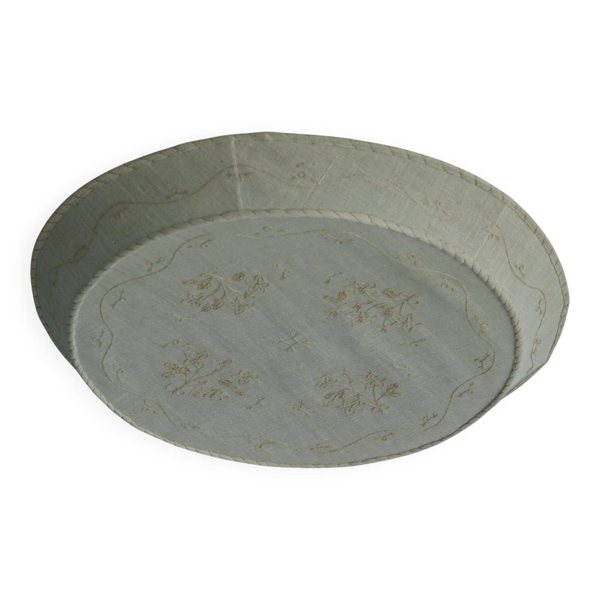 Large Swedish wall/ceiling light from the mid-century in linen and lace, Sweden, 1950s.