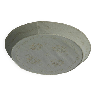 Large Swedish wall/ceiling light from the mid-century in linen and lace, Sweden, 1950s.