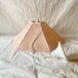 Vintage cane pendant light - pink rope