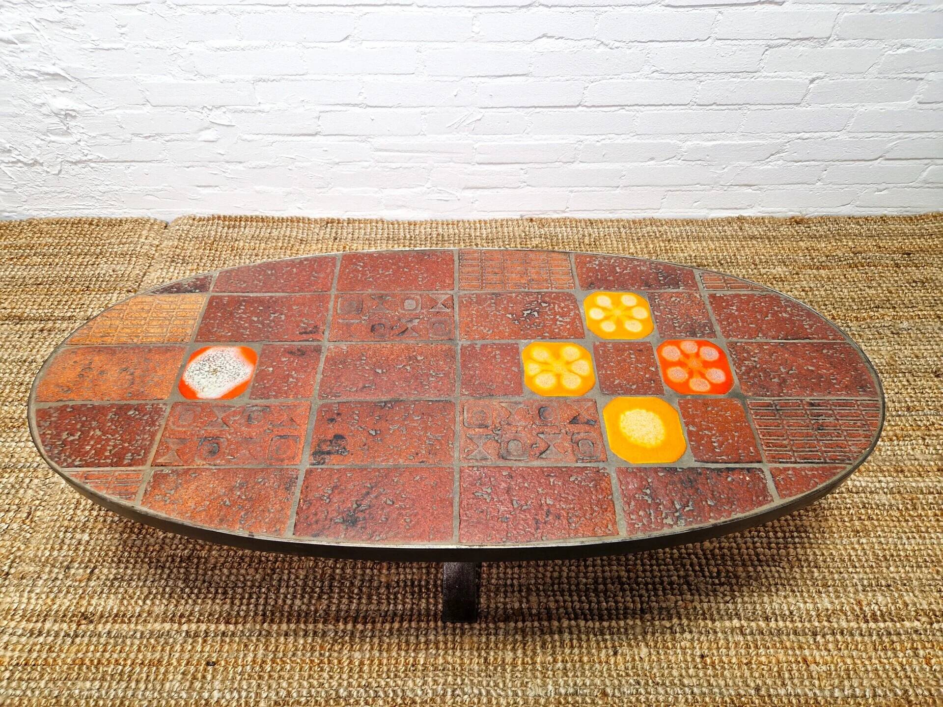 Jean Jaffeux lava stone and ceramic coffee table