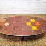 Jean Jaffeux lava stone and ceramic coffee table