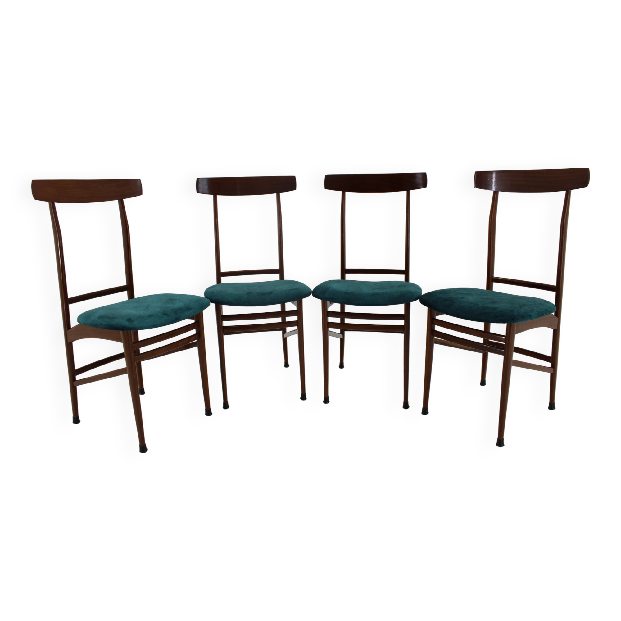 1960s Set Of Four Mahogany Dining Chairs, Italy