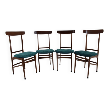 1960s Set Of Four Mahogany Dining Chairs, Italy