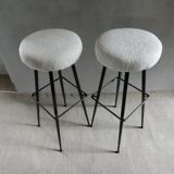 Pair of high metal bar stools, 1960s