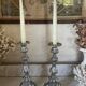 Pair of rococo silver-plated candlesticks