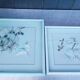 Two vintage paintings made with feathers, hummingbird motif