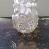 Ancien vase verre moulé transparent forme bulles décoration vintage