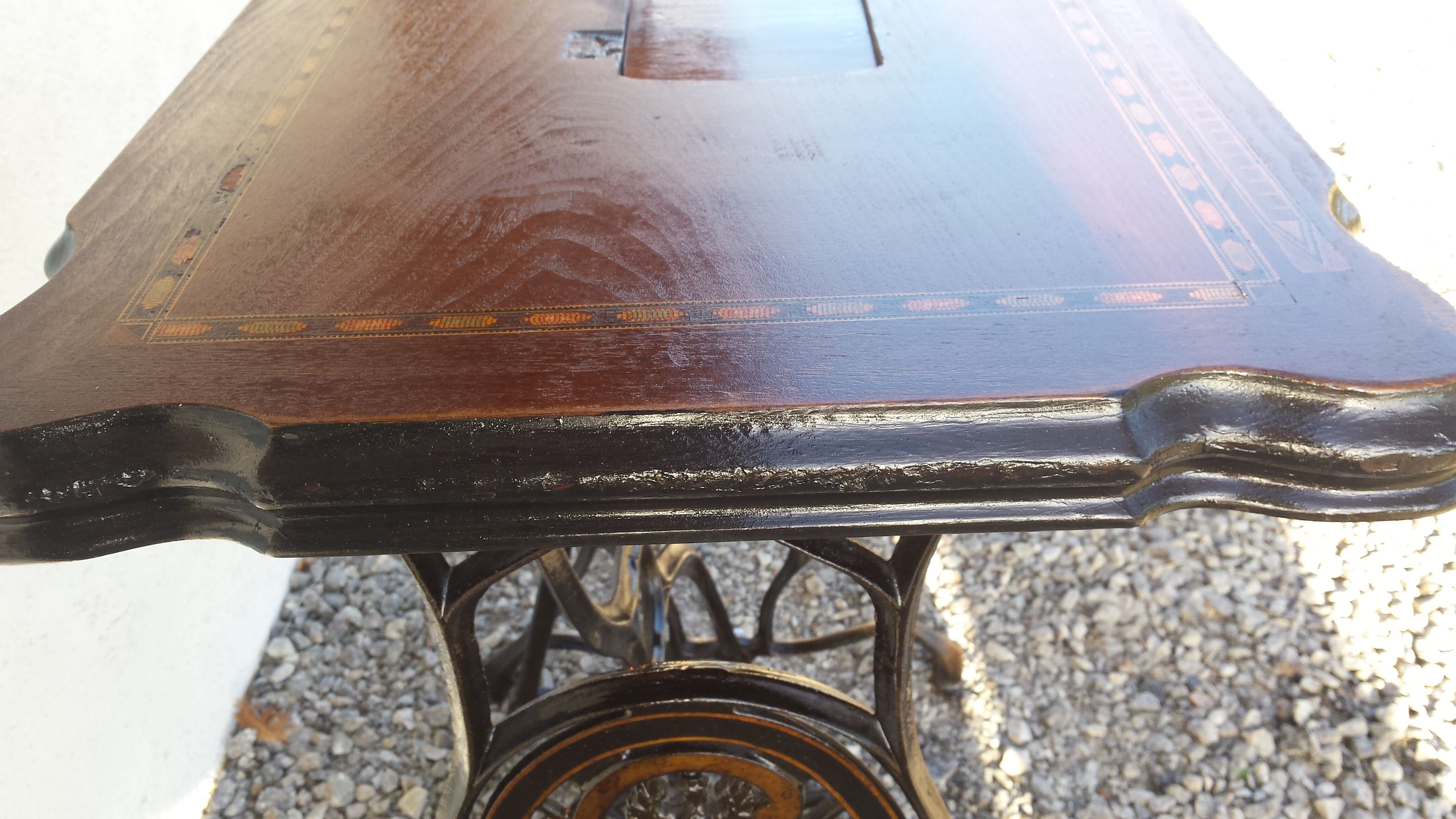 standing console of an old sewing machine