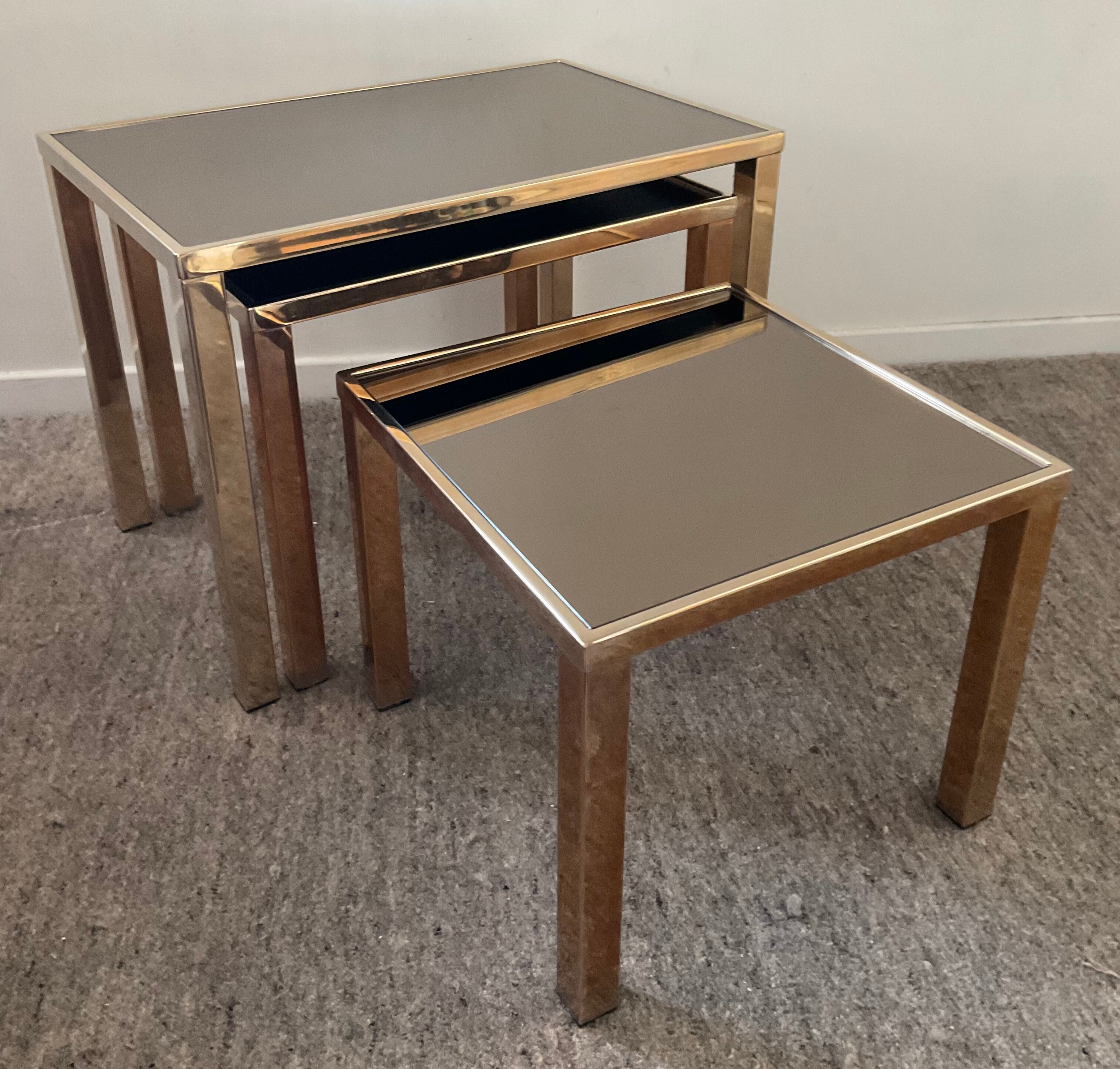 Series of 3 Belgo Chrom trundle tables from the 70s