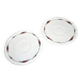 Sarreguemines lot de 2 sous-tasses faïence Obernai rubans fleuri 19,3 cm