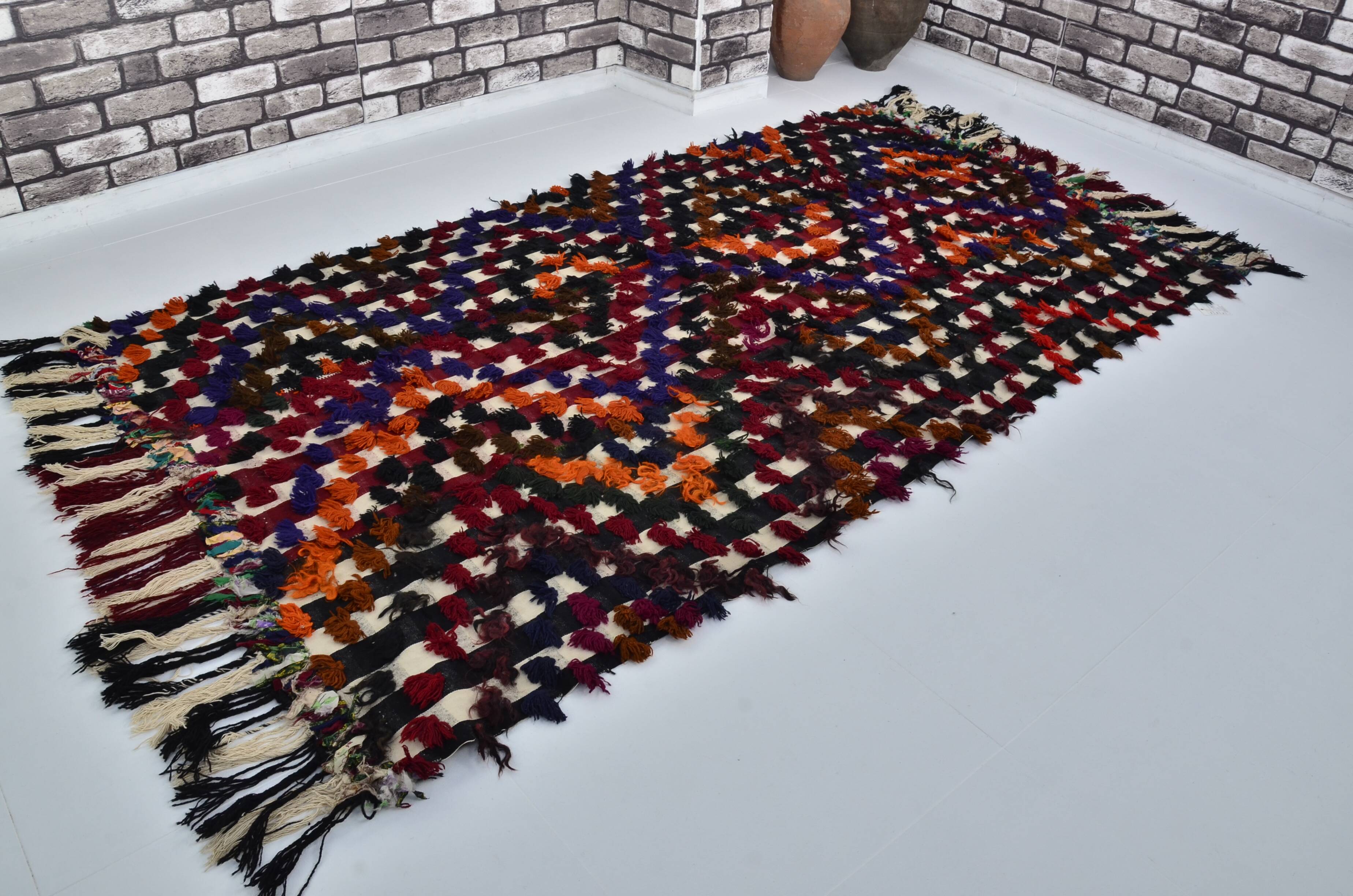Ousha Tribal Vintage Pompom Rug sku 3081