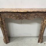 Louis XV style fireplace, Pompadour model, speckled breccia marble, 19th century