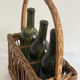 Bottle holder, woven wicker