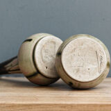 Pair of glazed sizzlings, signed