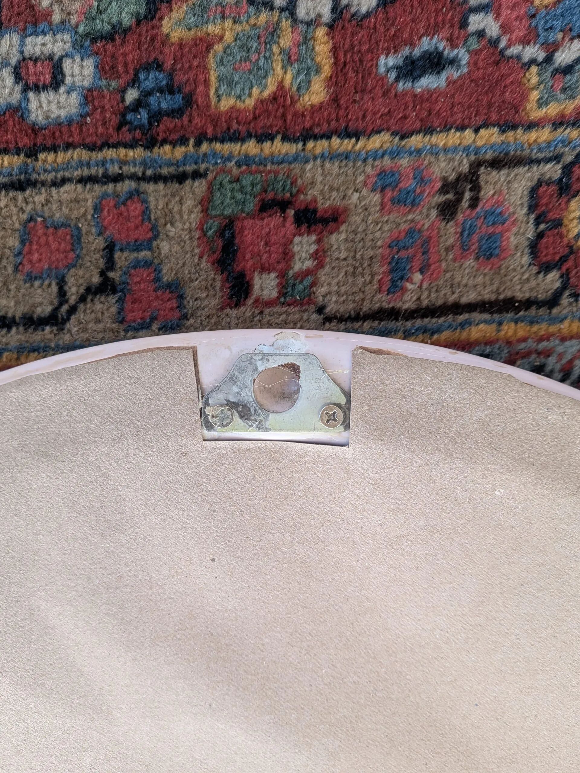 Large oval pink ceramic mirror (76cm) – vintage Italian design