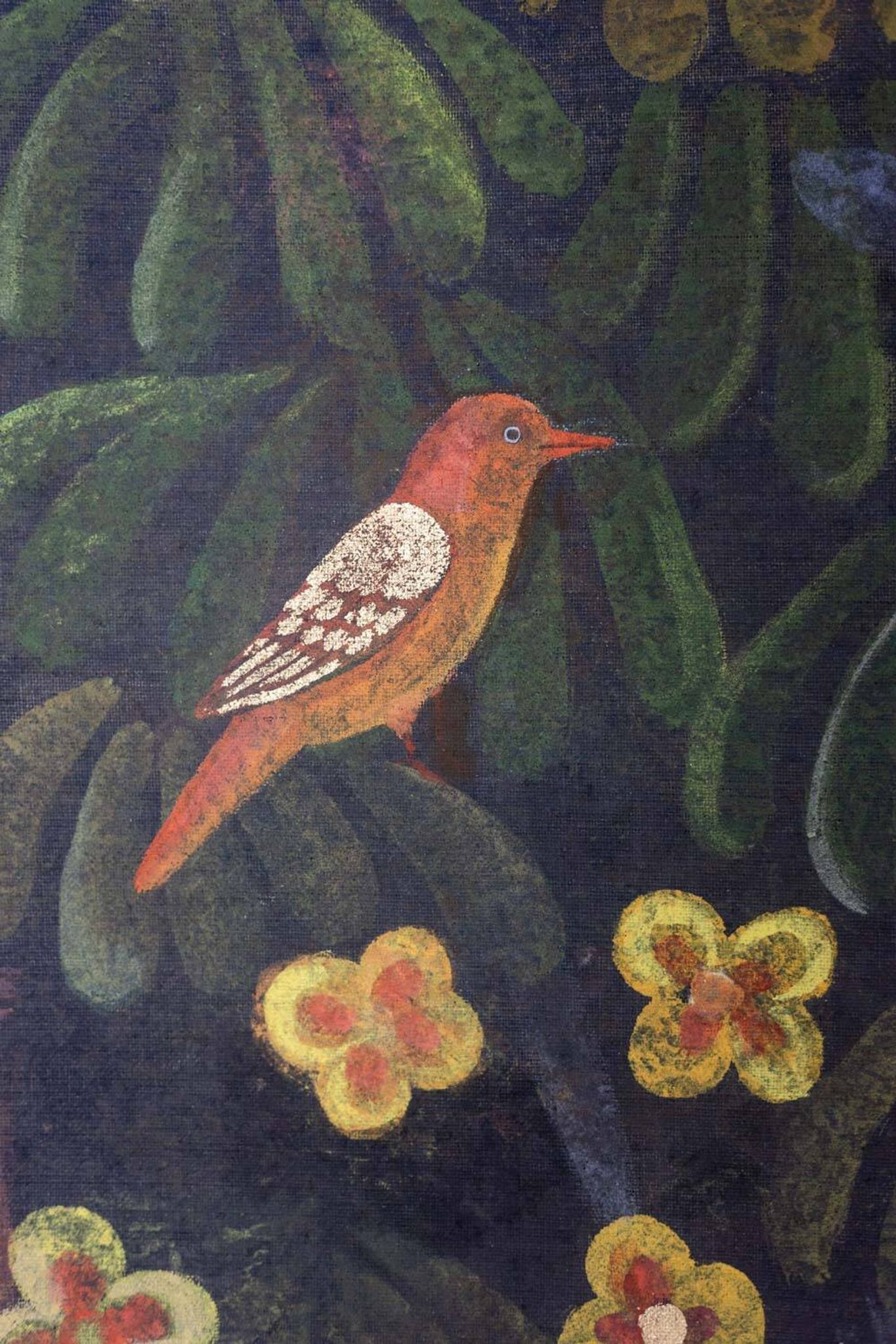 Toile peinte représentant une nature luxuriante