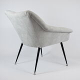 Vintage armchair "Shell", upholstered, Germany, 60s, grey fabric