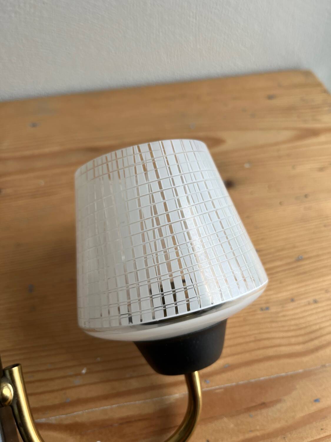 Pair of vintage glass/metal wall lights / circa 1950s 1960s