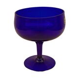 Cobalt blue goblet of a sheepdog, Bohemia, Czechoslovakia, 1980s.