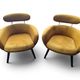 Vintage pair of mustard velvet armchairs from the 20th century.