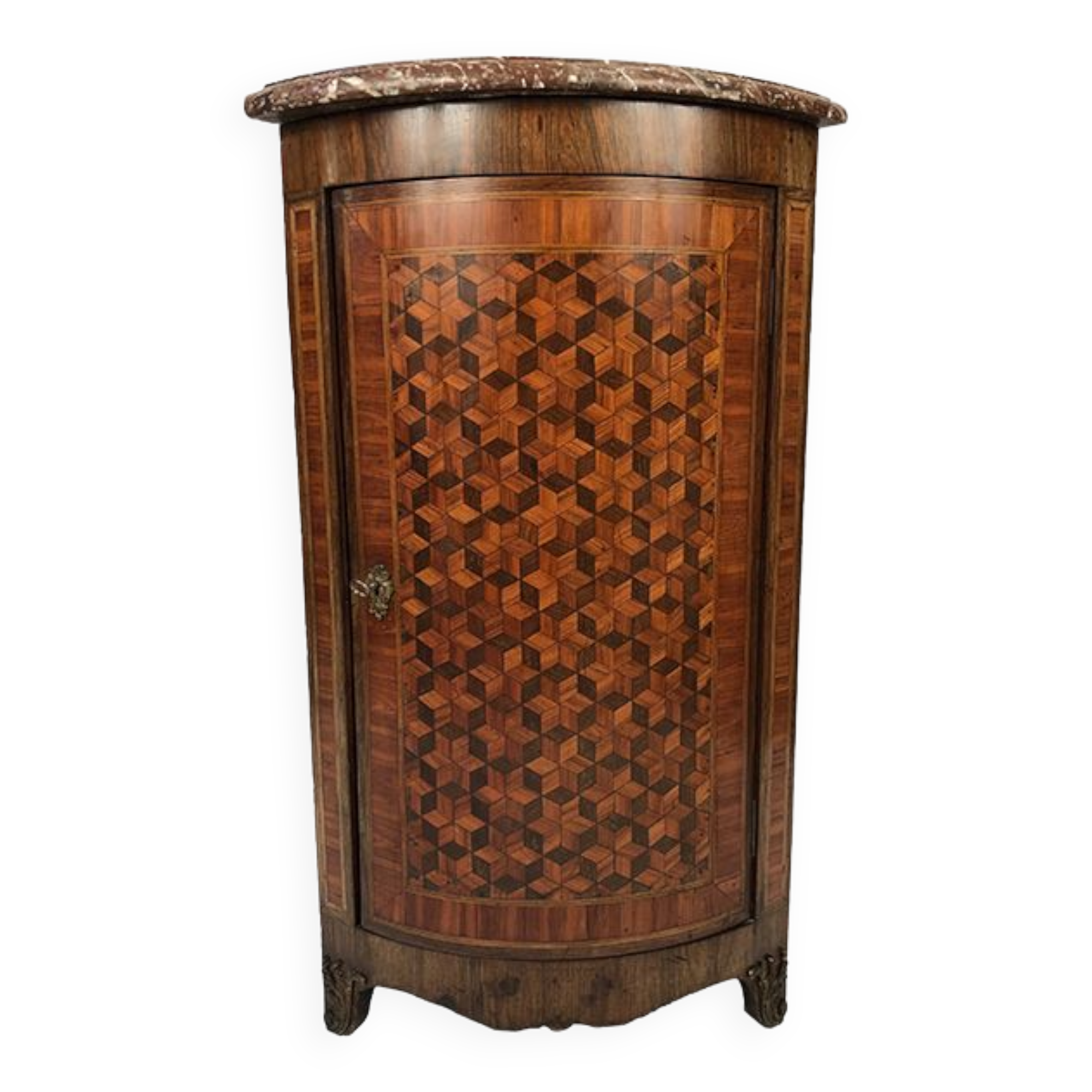 Fully inlaid neck cabinet, eighteenth-century marble top