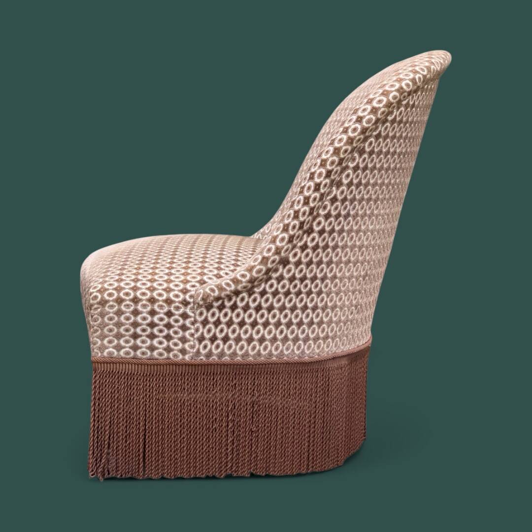 Vintage chocolate velvet toad armchair