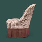 Fauteuil crapaud vintage en velours chocolat