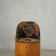 Swedish stump chair / "Kubstol" in pine and floral upholstery, mid-20th century
