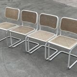 Set of 4 Cesca b32 model chairs in white by Marcel Breuer