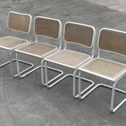 Set of 4 Cesca b32 model chairs in white by Marcel Breuer