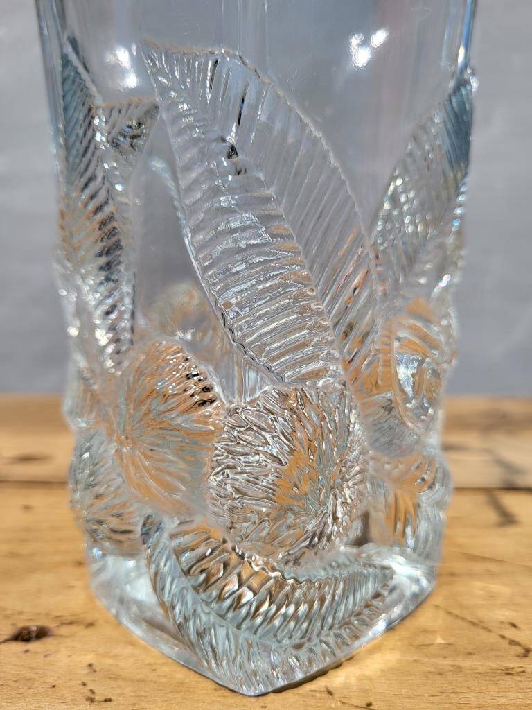 Vase floral feuillagé "Prévert" verre France