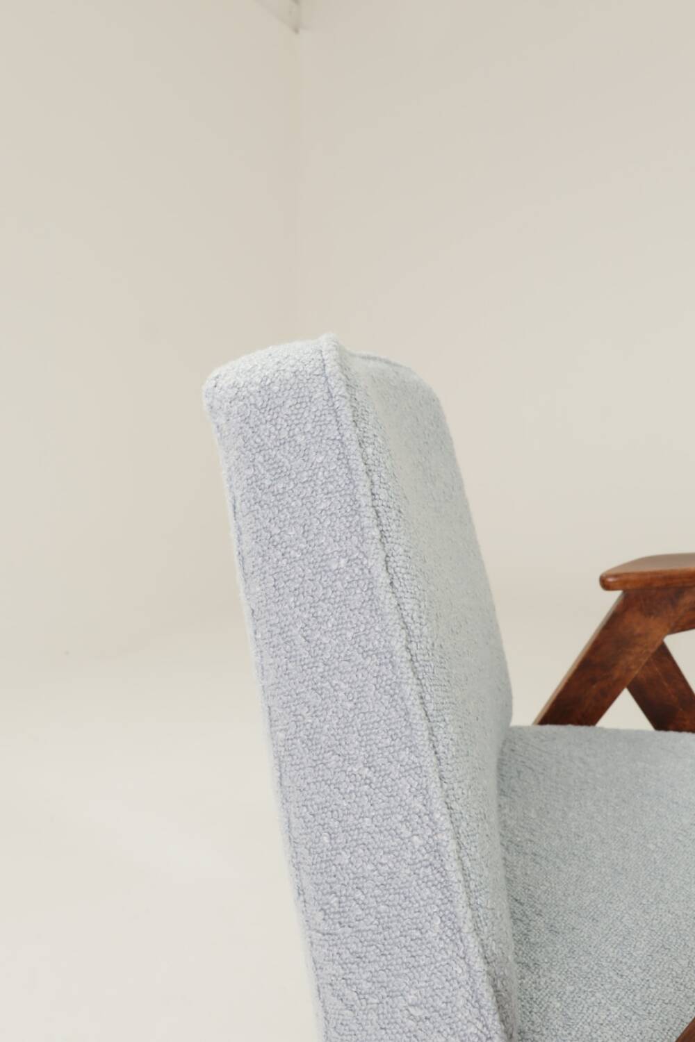 Vintage armchair Scandinavian design baby blue boucle