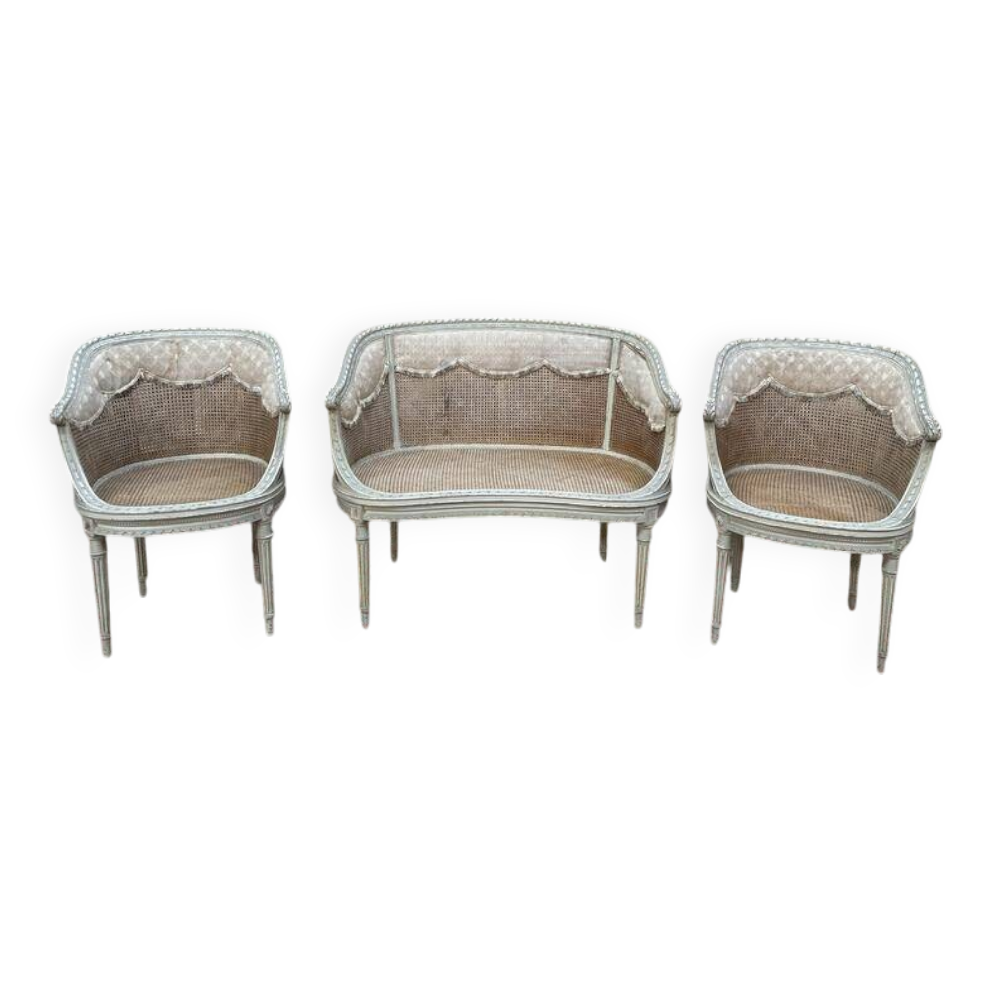 Salon de style Louis XVI en cannage 1900