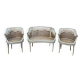 Salon de style Louis XVI en cannage 1900