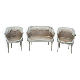 Salon de style Louis XVI en cannage 1900