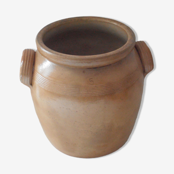 Vase pot en grès biche marron