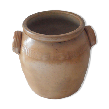 Vase pot en grès biche marron