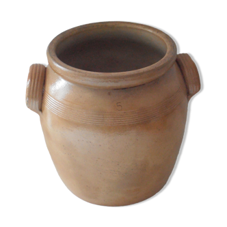 Vase pot en grès biche marron