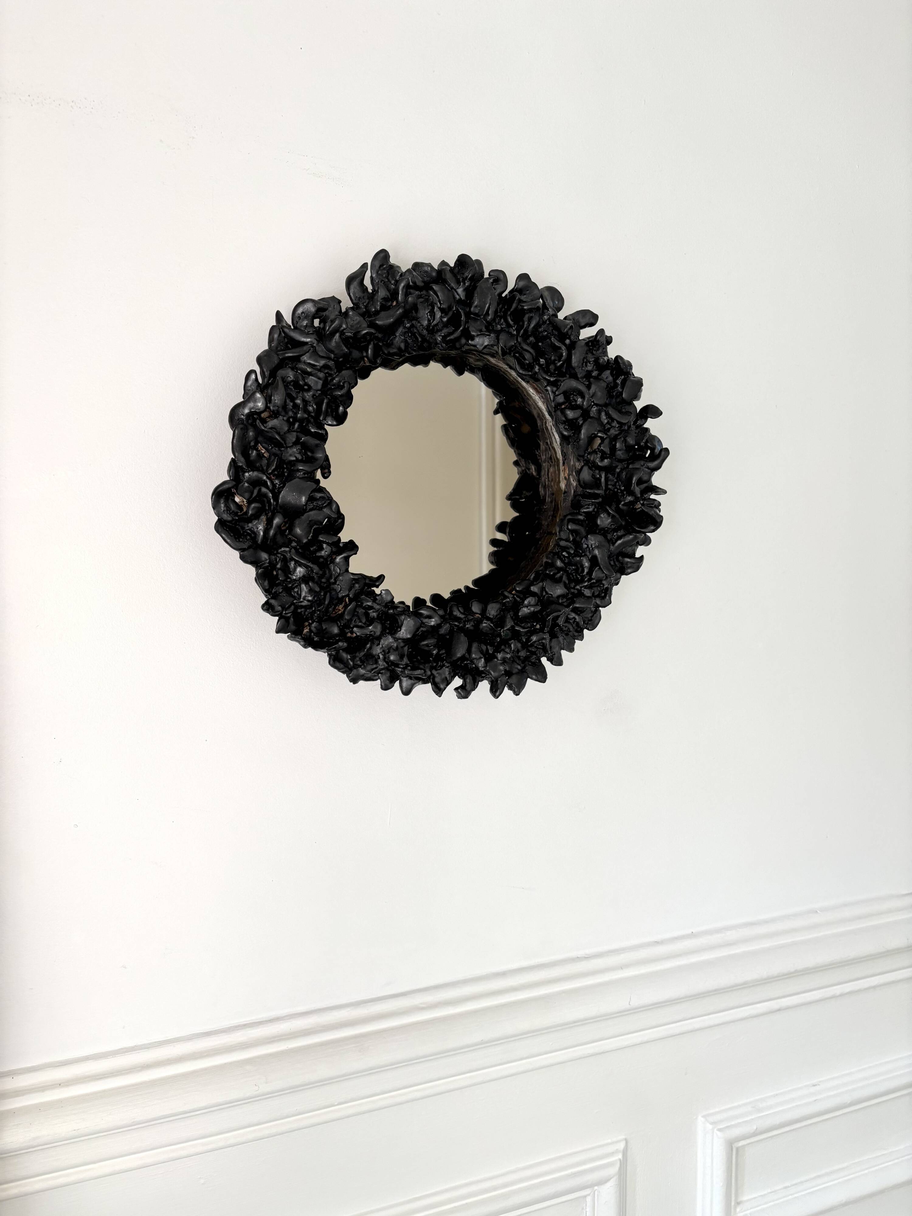 Contemporary French ceramic mirror, Bosco by Renzo Maar.