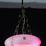 Charming pink Art Deco alabaster pendant, 1940s