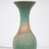 Vase vintage, vase balustre style raku, vase grand col, vase céramique vert céladon