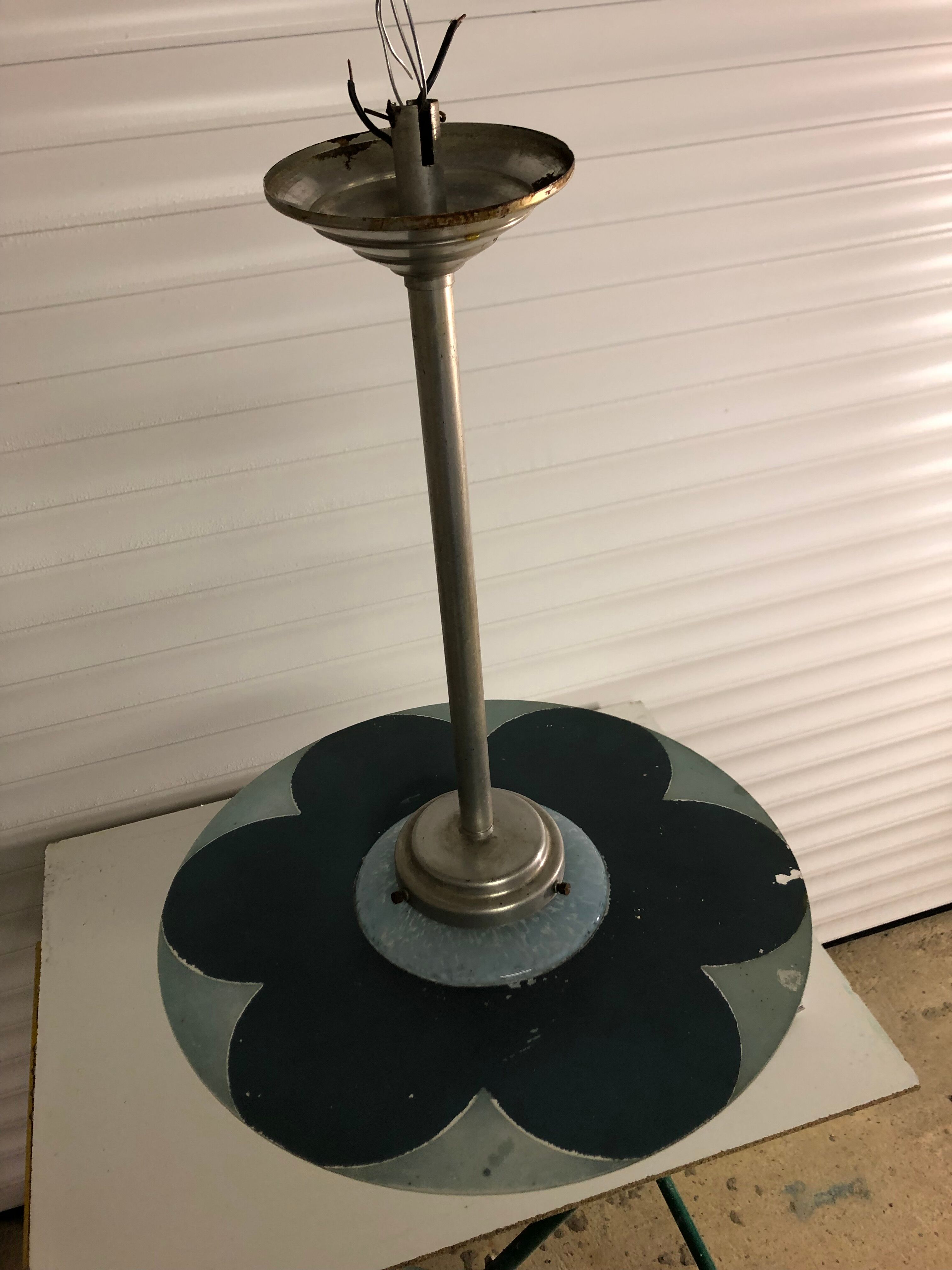 Suspension disque en verre vintage