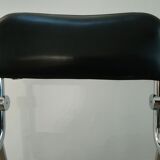 Set of 4 chairs black vintage chrome and leatherette