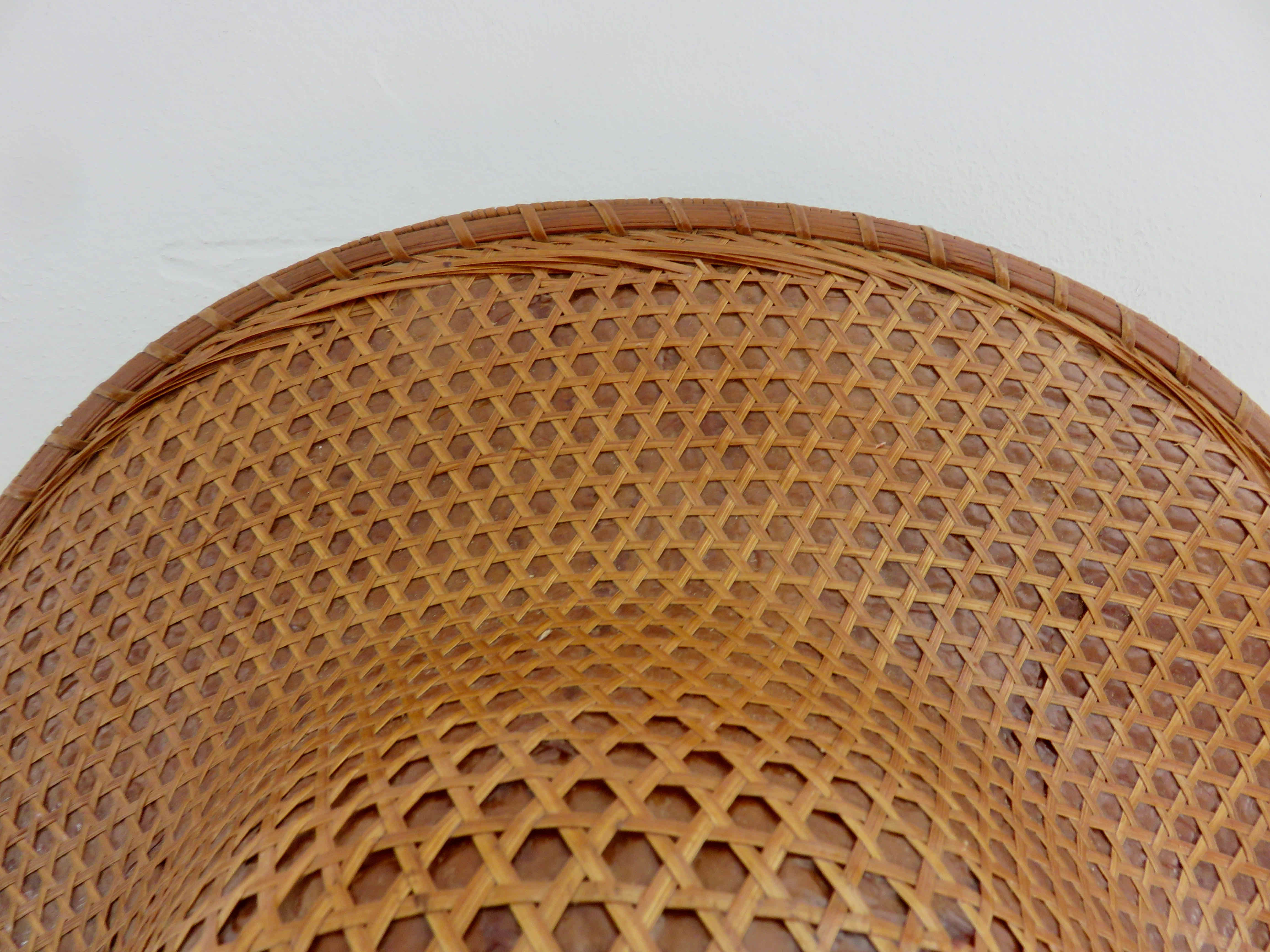 Colonial hat in rattan canning 70s