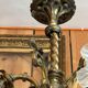 19th century brass and bronze chandelier, Napoleon III, illuminated by 6 tulips and a central globe