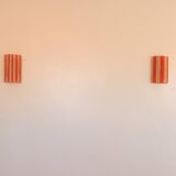Orange and natural striped raffia wall light